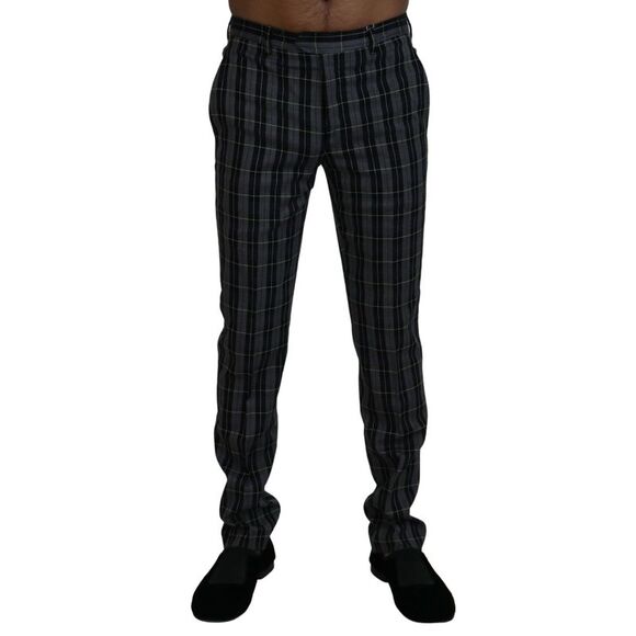 BENCIVENGA Gray Checkered Slim Fit Men Men's Pants